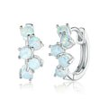Geometry Opal Hoop Earrings Real 925 Sterling Silver Gorgeous Earrings for Women Wedding Best Gift Jewelry SCE941