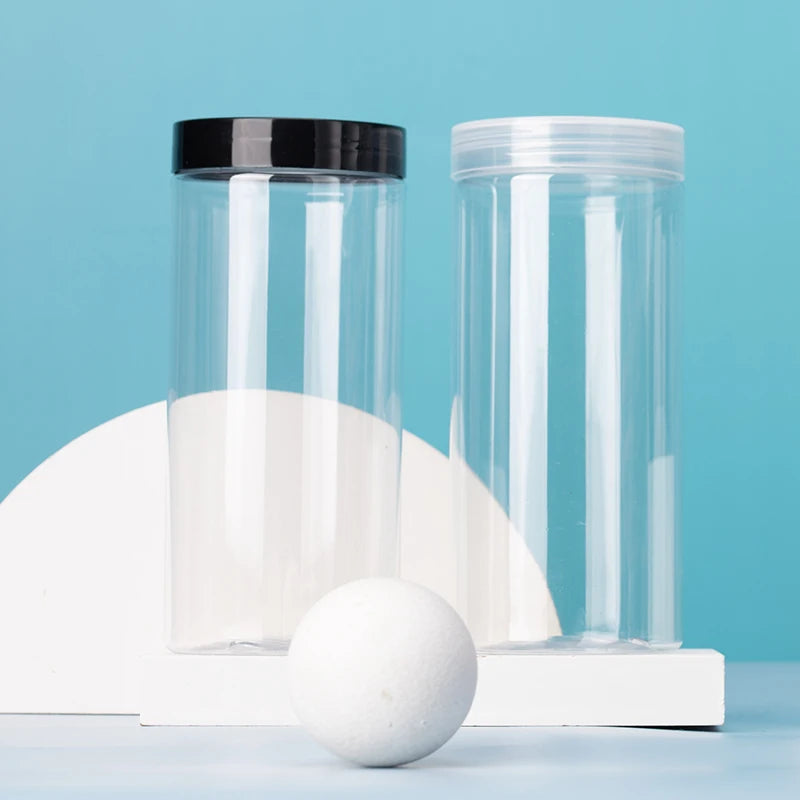 In Stock Unique Luxury 16oz Transparent Round PET Cosmetic Plastic Jars with Lid for Shampoo