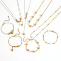 Hot-selling Bead Chain Necklace Personality Bracelets Simple Mixed Color Bead Stainless Steel Jewelry Set