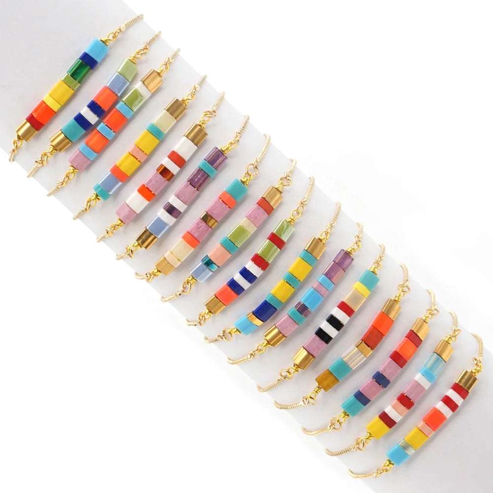 Go2boho Rainbow Bracelets Jewelry Bohemian Colorful Pulsera Japan Miyuki Tila Bead Jewellery Friendship Chain Bracelet for Girls