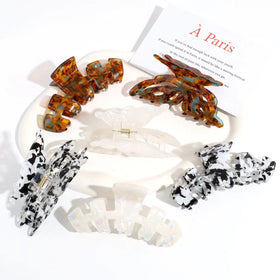 Wholesale Large Girl Hair Clamp Luxury Geometry Women Shark Hair Clip Acrylic Wave Hair Claw
