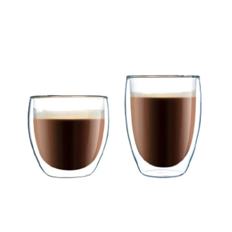 Factory Wholesale Glass Double Layer Cup Creative Egg-shaped Transparent Coffee Cup 80/150/250/350 ml Egg Cup Glass Custom