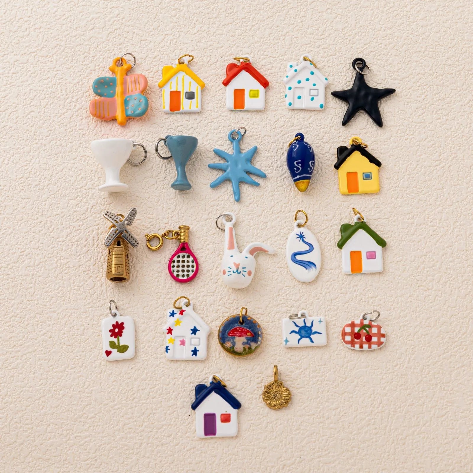 2026 New DIY Custom Stainless Steel Cartoon World Rabbit Mushroom House Hand Painted Enamel Build Your Charms for Jewelry Making