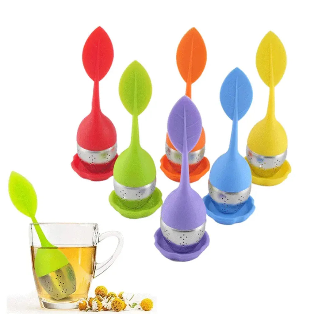 2023 Top Seller Eco-Friendly Wholesale Portable Silicone Mesh Tea Infuser with Custom Logo Loose Leaf Cup Strainer Drip Tray