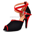 Customized Black Dance Shoes Suede Sole High Heels Suede Bottom Latin Shoes for Dancing 10CM