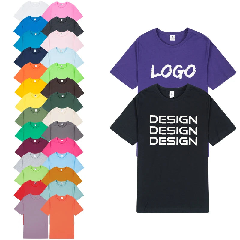 Custom Mens T Shirt Screen Puff Printing Logo 100% Cotton Blank Unisex Tshirt Tee Short Sleeve for Men Women
