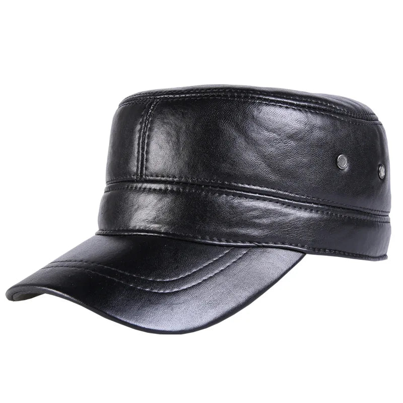 R031  Natural Sheep Skin Baseball Caps Adult Leather  Hats Genuine Leather Beret Caps Beret Hat Adjust