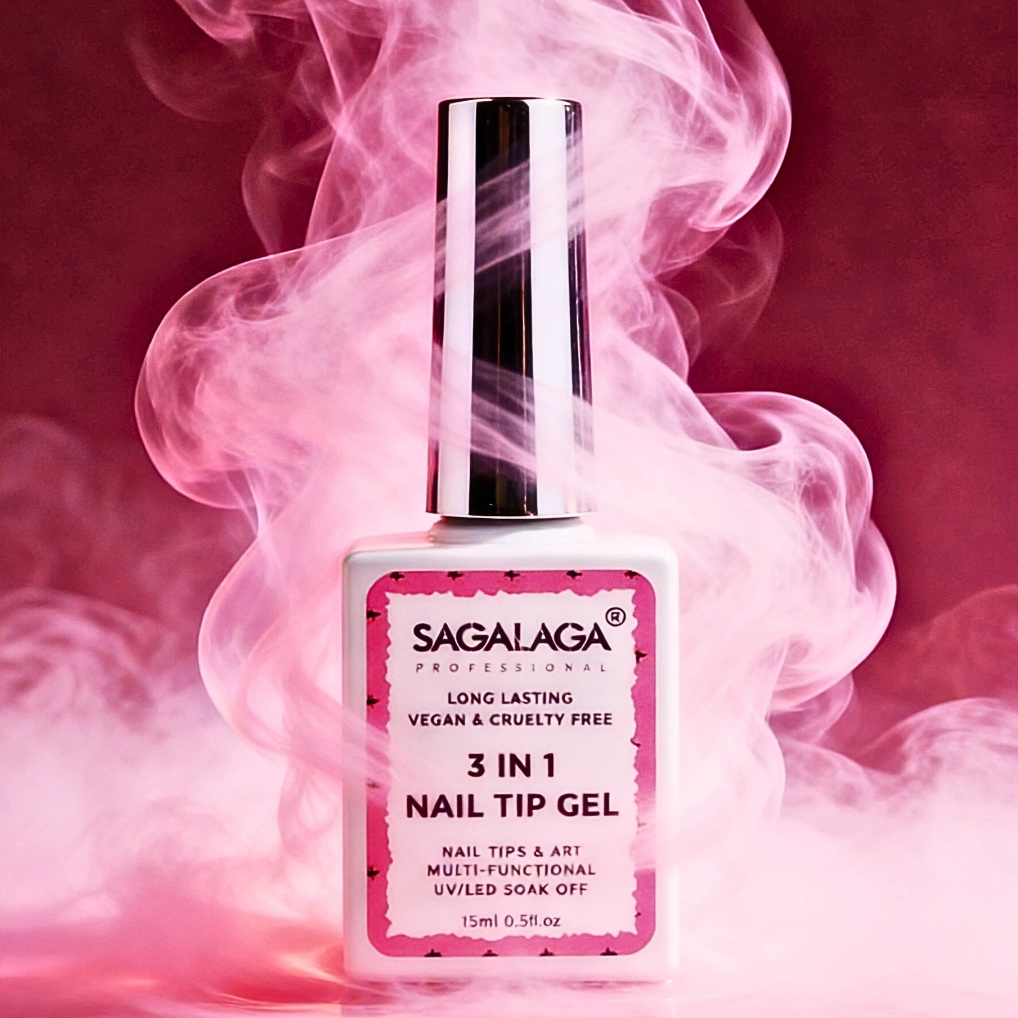 SAGALAGA Nail Tips Glue Gel With Brush Long Lasting False Press on Nails Tips Glue Gel 15ml for Nail Extensions Private Label