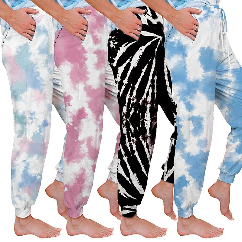 S-3XL Harajuku Tie Dye Sweatpants Women Rainbow Color Loose Sweat Trouser Streetwear Casual Hip Hop Mid Waist Harem Pants Jogger