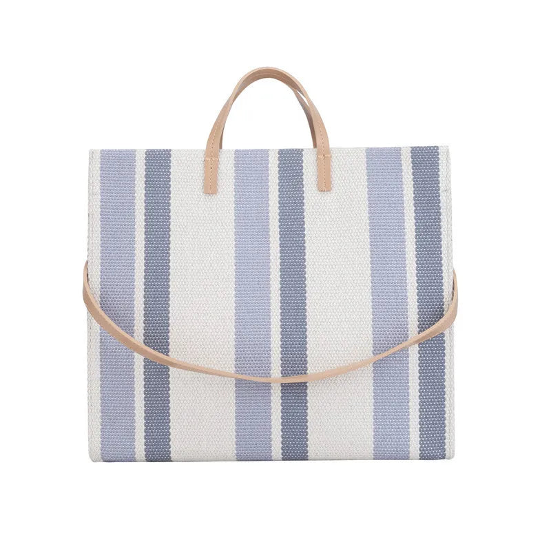 New Arrival Ladies Hand Held Large-Capacity Striped Canvas Handbag Ins Student Shoulder Bag Canvas Customised Tote Ba Linen Bags