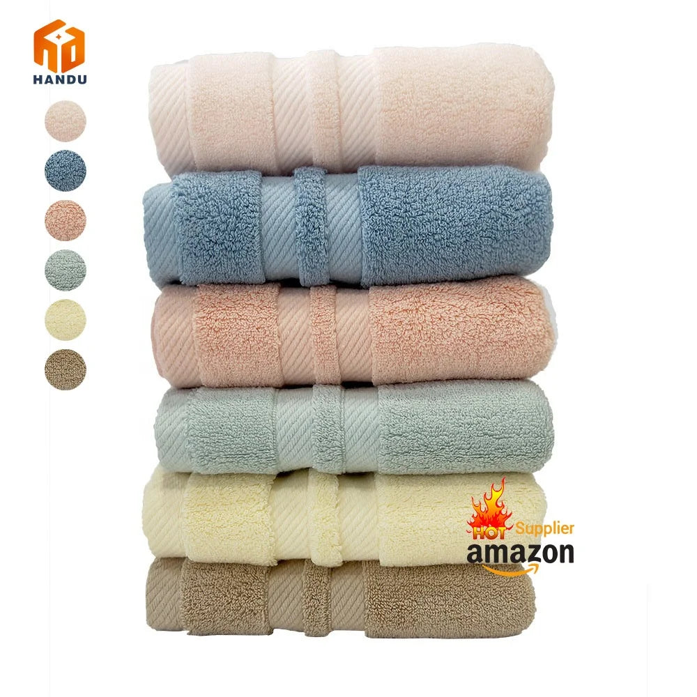 China Manufacturer's 100% Cotton Face Bath Towel Set Custom Logo Super Absorbent Soft Solid Color Compressed