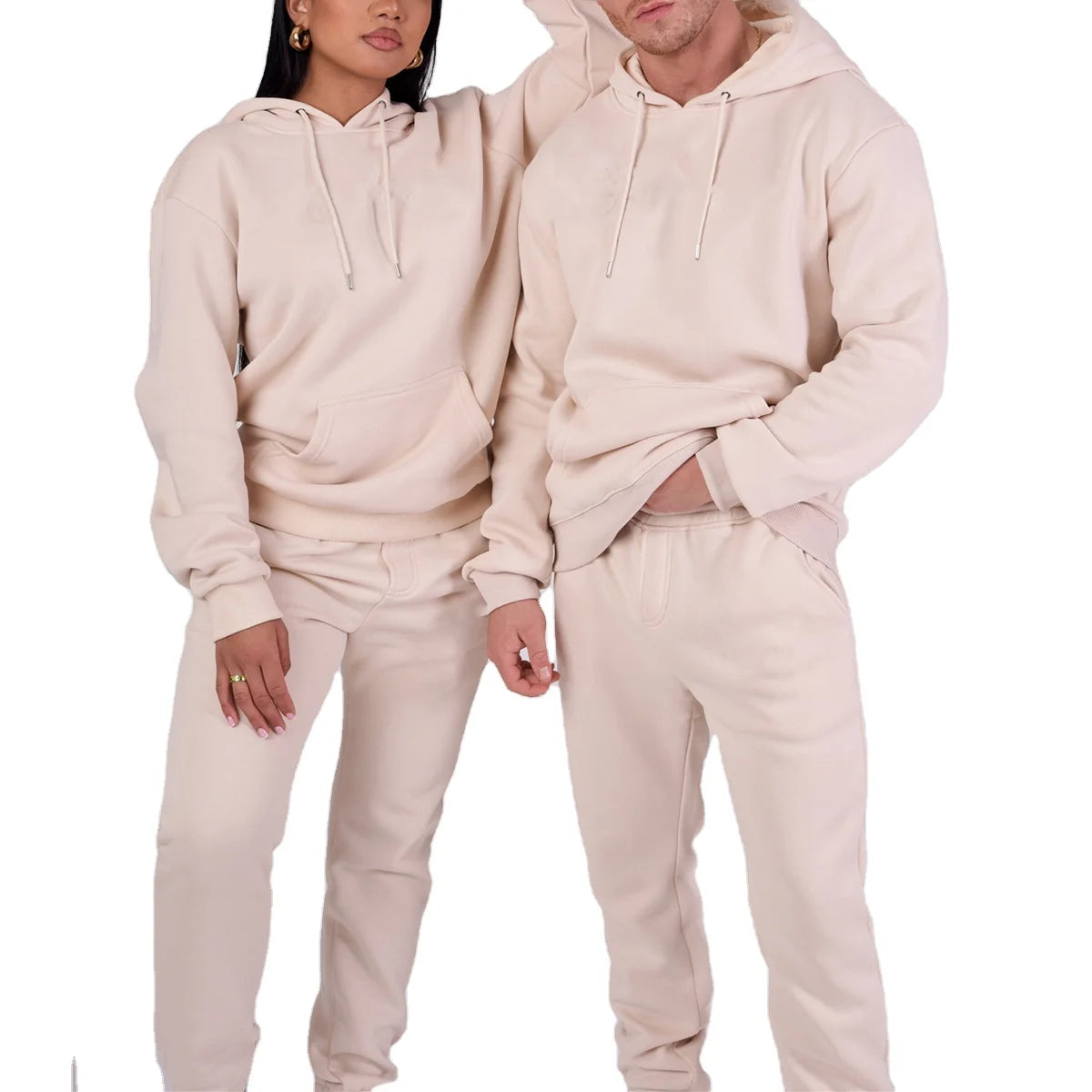OEM Customized 3D Acid Washed Vintage Hoodie Set for Women Blank Designer Pattern Embroidery Printed Jogging Tracksuit Winter