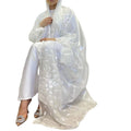 Long Open Style Embroidery Leaf Pattern Match All Cloth Fashion Muslim Girl Transparent Abaya
