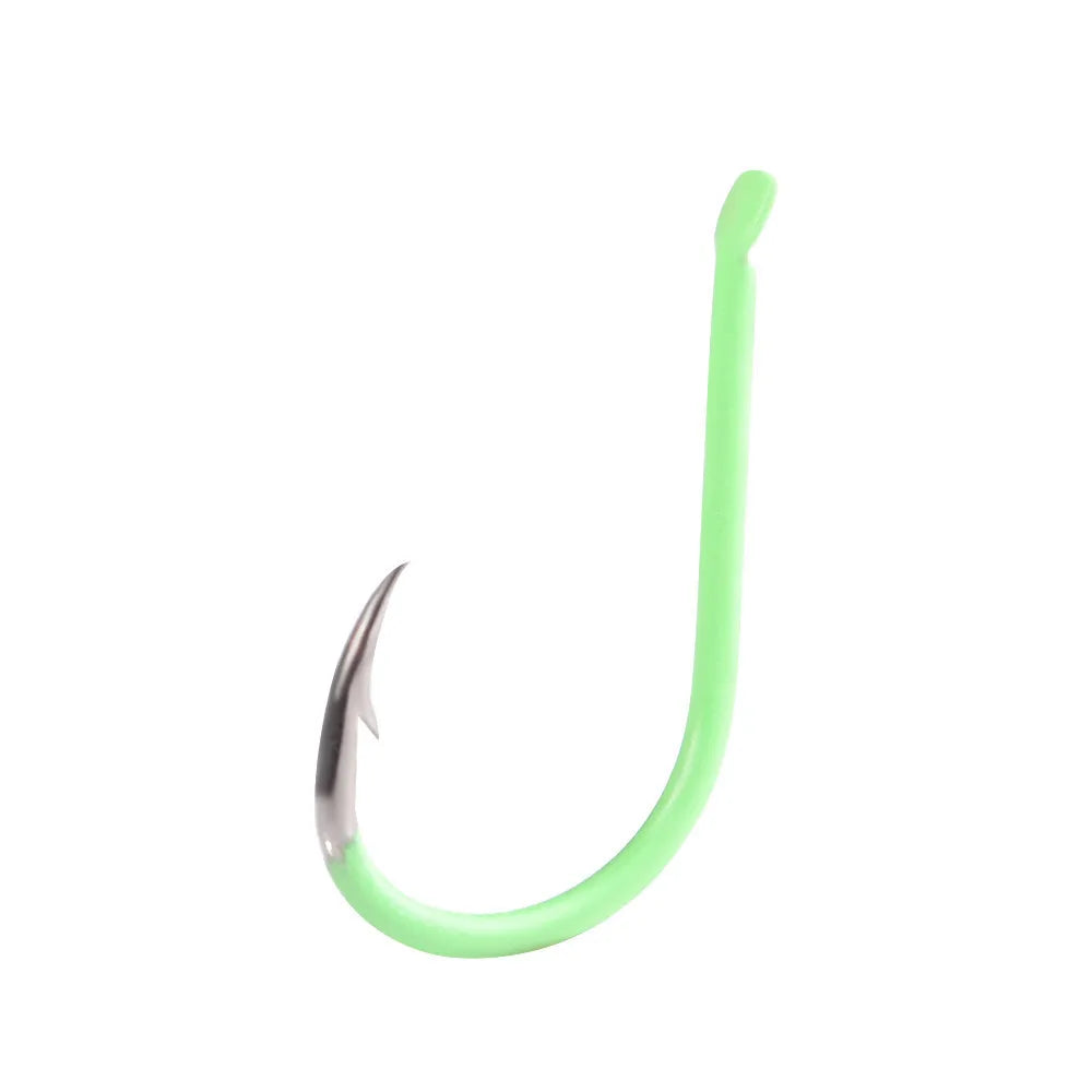 Hot Selling High-Carbon Steel Luminous Fishing Hooks New Product Sizes 1#~6# 1/0#~3/0# with Barbs for Catfish Bass Trout Octopus