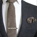 Fashion Wool Ties for Men Skinny Solid Casual Neckties With Pocket Square Tie Clip Set Corbata Slim Striped Necktie for Wedding
