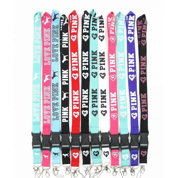 Customized pink Lanyards in Bulk Screen Printing Brand Name Lanyards