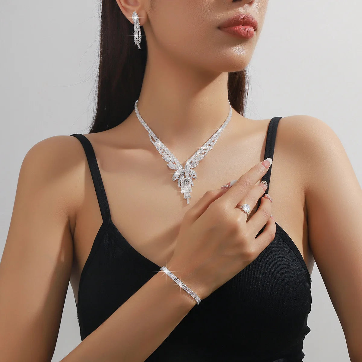 Wholesale Accessories Bridal Jewelry Set - Luxury Necklace & Earrings for Wedding Dress Matching