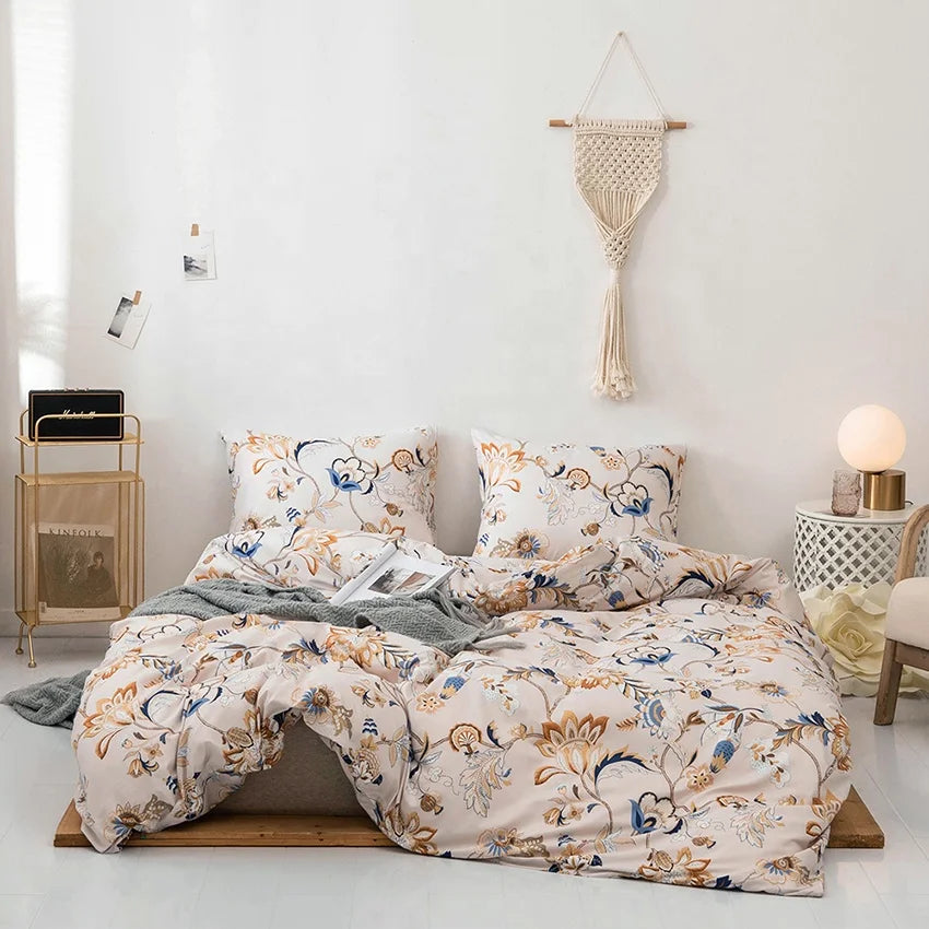 Wholesale High-end Household Bedding king Size Comforter Cover Polyester Print Ivory Queen Duvet Cover Sets