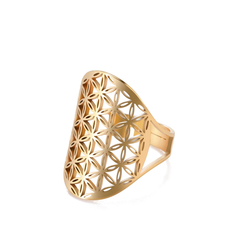 Angel Seal Archangel Metatron Ring Stainless Steel the Secrets of the Kabbalists Garden Solomon Geometric Rings for Women