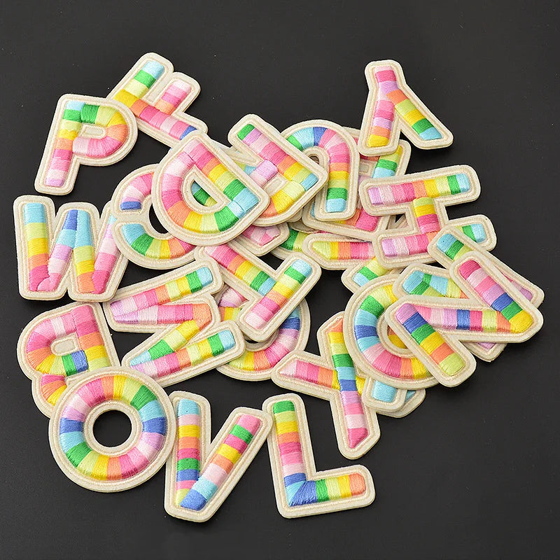 Hot Sale New Colourful Embroidered Patches Wholesale Cloth Applique Custom 3D Letter Rainbow Puffy Embroidery Patch With Cap
