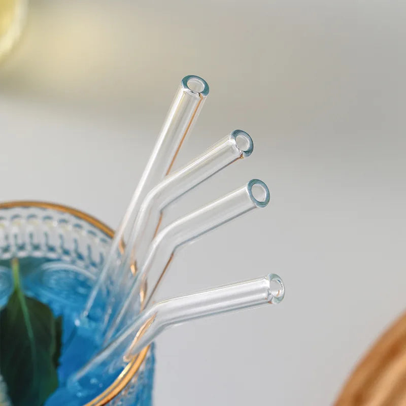 Sustainable Eco Friendly Clear Transparent Reusable Washable Portable 2025 BPA Free Handmade 18 Cm Top Bend High Borosilicate