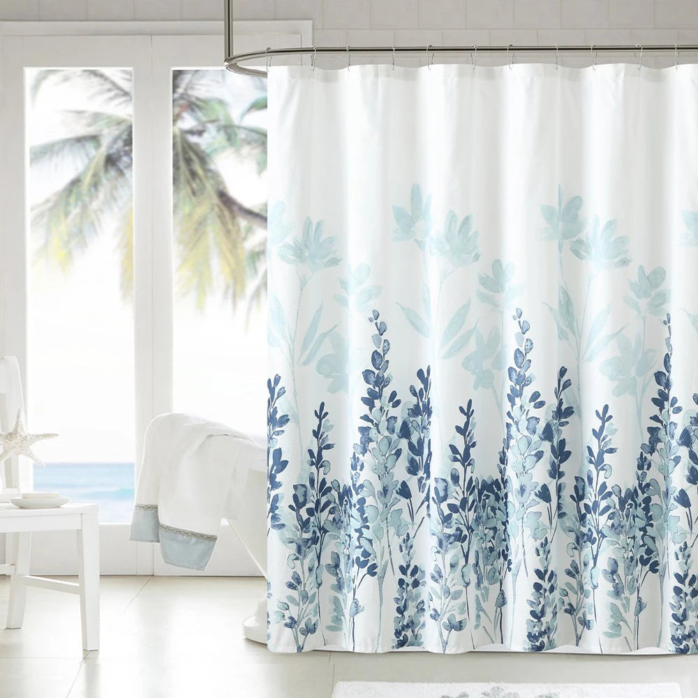 SANITREND Luxury Modern Polyester Textile Printed Retractable Waterproof Eco-Friendly Hot Design Shower Curtain Liner 180x200cm