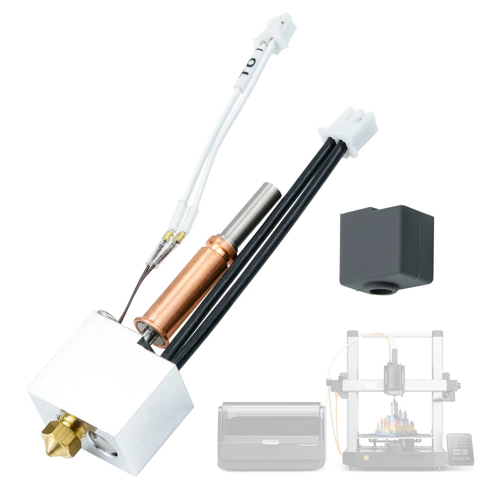 Brass Nozzle Hotend Kit for Anycubic Kobra 3 0.4mm Precision Nozzle for Kobra 3