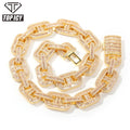 2021 Unique Design Hollow Rectangle Gold Silver Rose Gold 15mm Men baguette Cuban Link Chain Hip Hop Style Box Clasp Miami Cuban