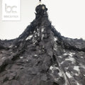 Factory Supply Black Lace 3d Embroidery Tulle Fabric Polyester Wedding Dress Fabric