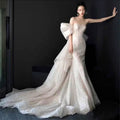 2025 Luxury Beaded Mermaid Wedding Dress Backless Elegant Bridal Gown Evening Dress