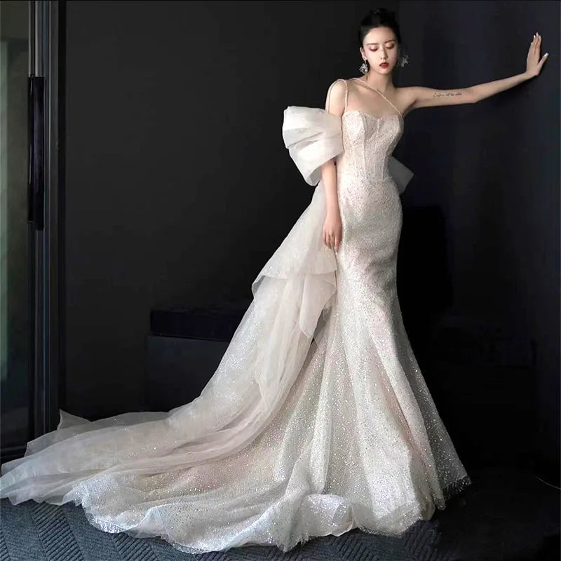 2025 Luxury Beaded Mermaid Wedding Dress Backless Elegant Bridal Gown Evening Dress