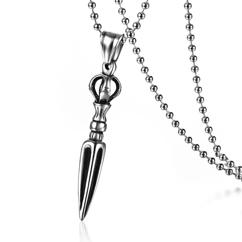 Vintage Tantric Instruments Necklace Magic Pestle Pendant Necklace Stainless Steel Necklace for Men