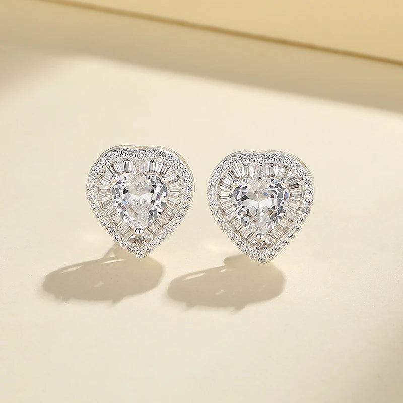 Modern Silver Stud Earrings Wholesale with Women's AAA Zircon Drops Fashion Summer 925 Silver Cute Earrings for Girls