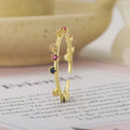 Fashion Temperament Sterling Silver Full Star Ring S925 Gold Plated Colorful Cubic Zircon Adjustable Rings
