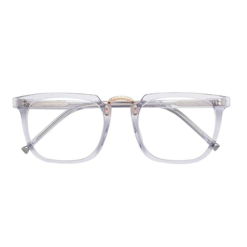 Classic Square Clear Blue Light Acetate Glasses Frames Optimal for Diamond Face Shape Oculos De Acetato