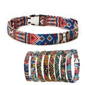 Hot Selling Ethnic Style Pet Collar with Semi-Metal Buckle Anti-Loss Dog Collar with Ribbons Breakaway Feature Plaid Pattern