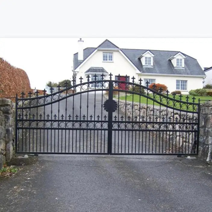 Custom Ornamental Hand Forged Main Wrought Iron Driveway Swing Gate Designs