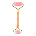 DIY Wholesale New Design Gift Set Stone pink Rose Quartz Eye Facial Wood Jade Roller and Gua Sha