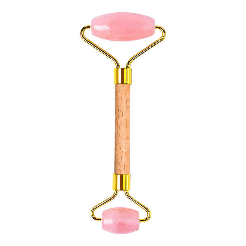 DIY Wholesale New Design Gift Set Stone pink Rose Quartz Eye Facial Wood Jade Roller and Gua Sha