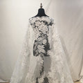 Ivory Bridal Sequined Tulle Fabric Embroidery Lace Gorgeous French Beaded Lace Fabric for Wedding Dresses