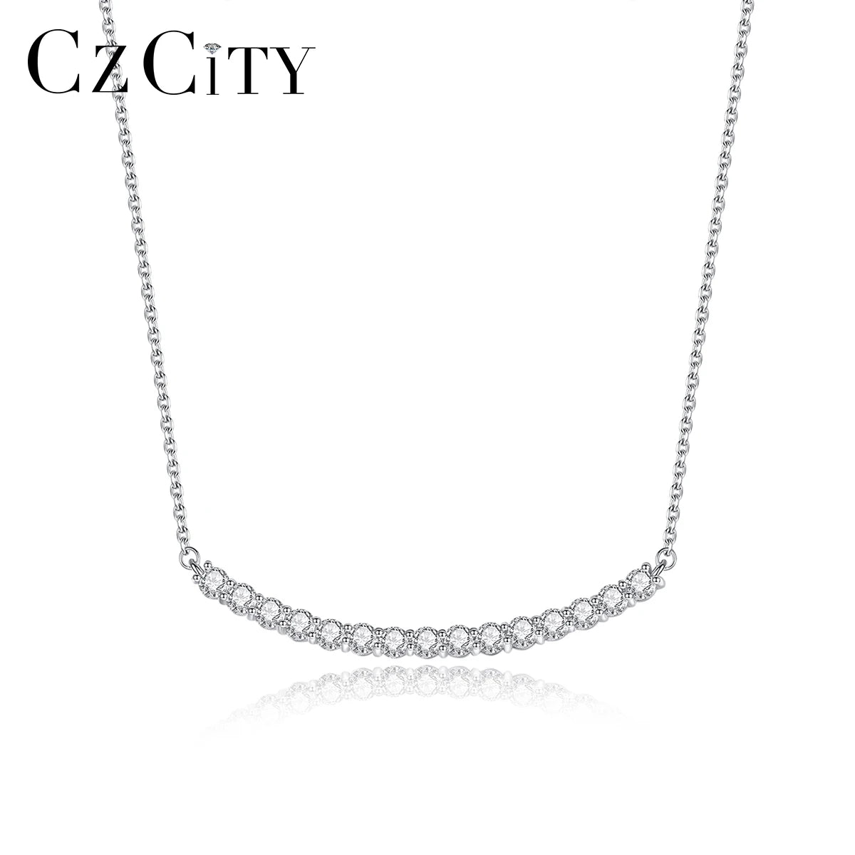 CZCITY Charm Personalized Square Strip Pendant Moissanite 925 Sterling Jewelry Necklace Woman