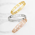 Classic 4 6 8mm Titanium Steel Roman Bangle Tarnish Free IP 18k Gold No Fade 316L Stainless Steel Roman Numeral Bangle for Women