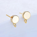 Simple 10mm Smooth Surfaces Round Stud Earring Findings Shiny Gold Plated S925 SLIVER Needle Earring Stud With Loop