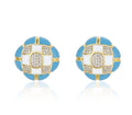 Diamond-embedded Flower Earrings with a Unique Design Light Luxury Feel Original Grid and Exquisite