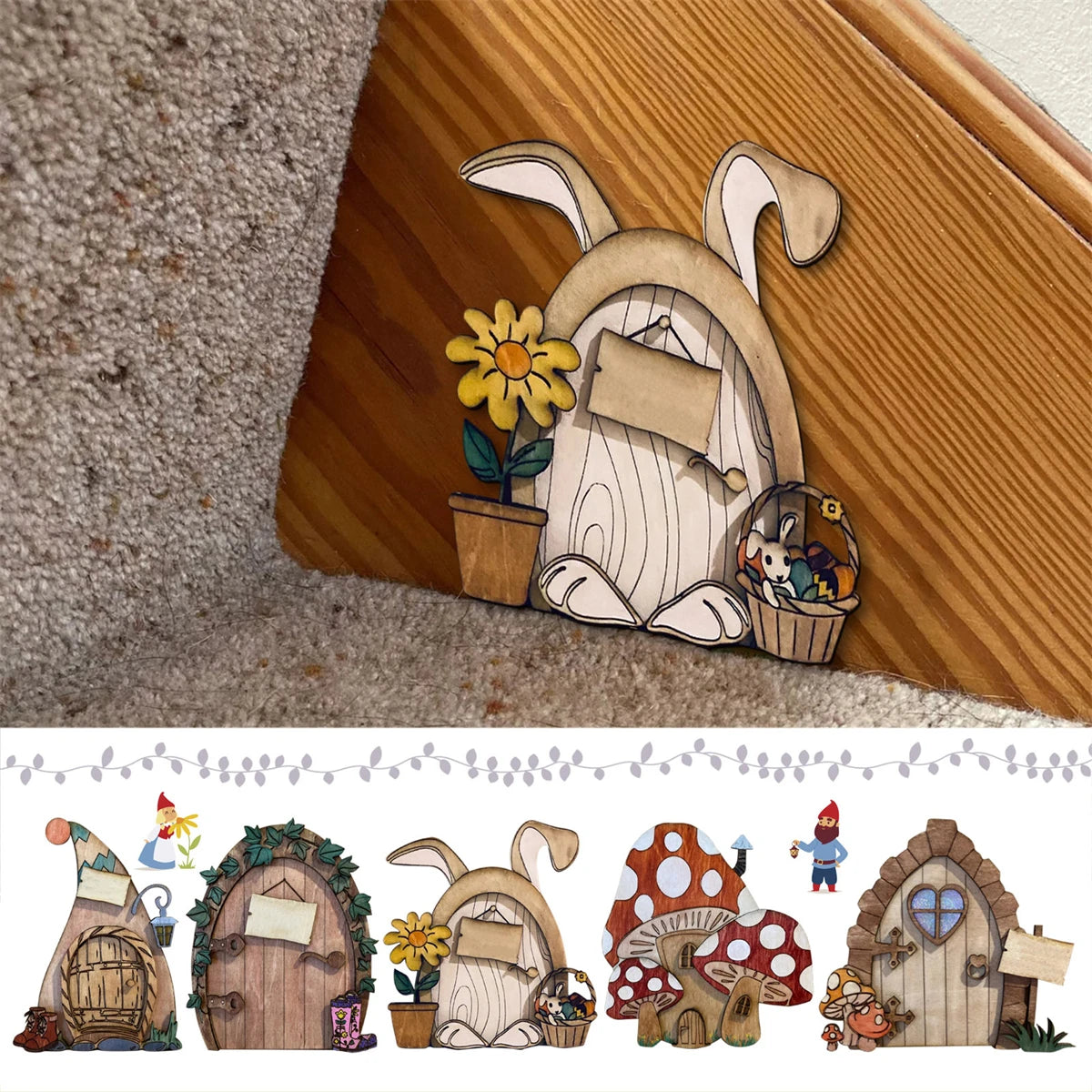 Mini Fairy Garden Ornaments House Door Window Art Outdoor Miniature Garden Statues Decor