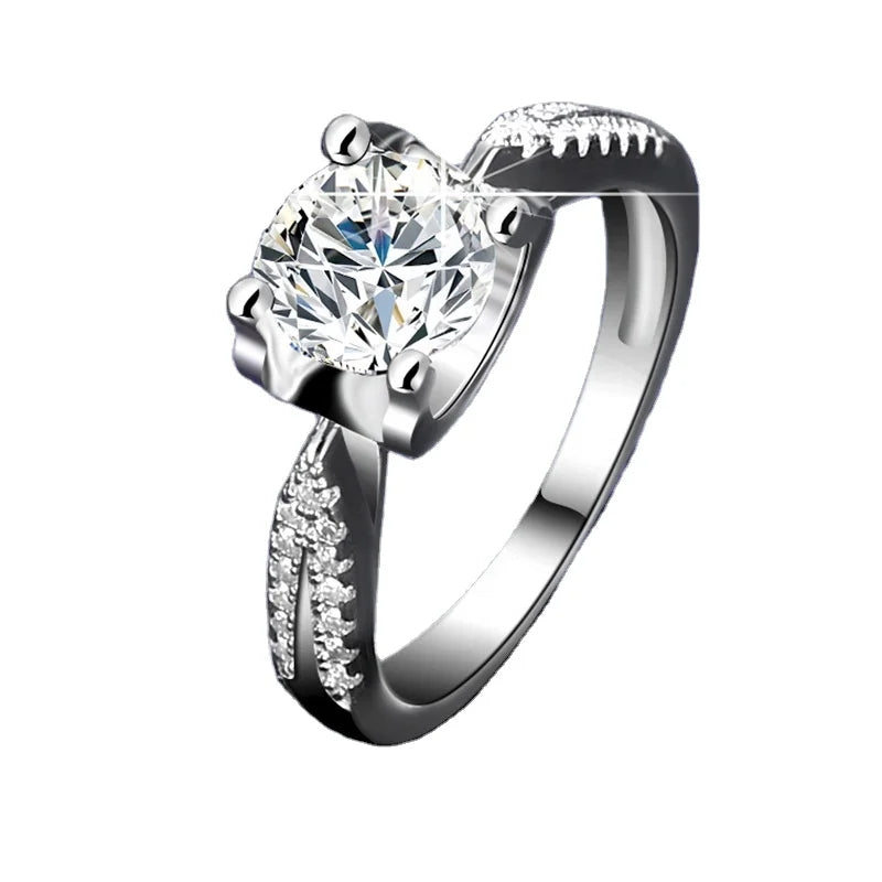Moissanite Jewelry Classics 925 Sterling Silver Moissanite Diamond Rings for Women Luxury Wedding Ring 1ct