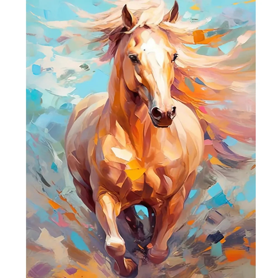 Classic Style DIY Painting by Numbers Kits Colorful Horse Wall Art Picture Animal Numbers 40x50cm/16x20inch for Home Decors Gift MegaBDM