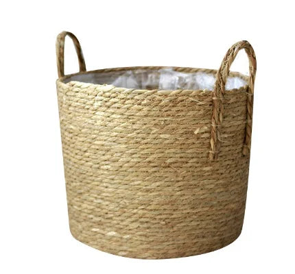 20cm Grass Flower Pot Special Green Plant  Handmade Flower Basket with Handle