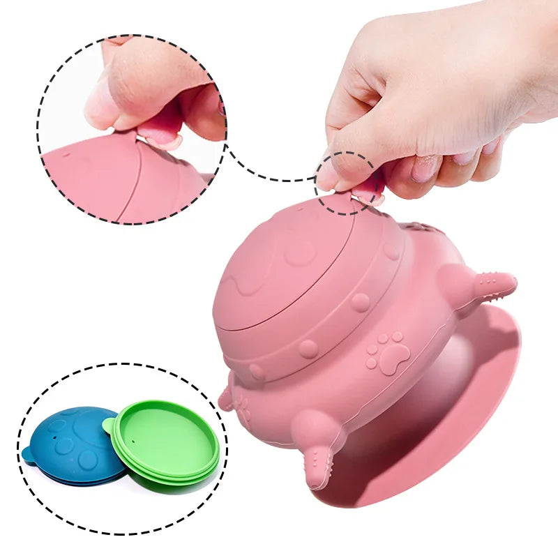 Free Sample Pet Feeder Food Grade 4 Pacifier Silicone Puppy Feeder with Suction Silicone Pacifier Feeder Milk Bowl Pet Bowl