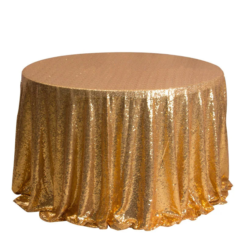 Embroidered Rose Gold Sequin Tablecloth Wedding Soft Glitter Tablecloth for Birthday Party Dessert Decorations Round Tablecloths